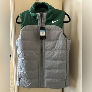 NEW Nike Essential Running Puffer Vest
 Women's Size Medium Gray/Green